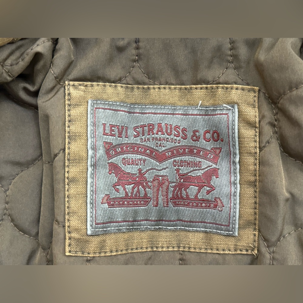 Levi's Men's Canvas Full-Zip Five-Pocket Khaki Trucker Jacket, Size Medium - Picture 11 of 15